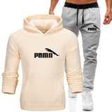 2020 hot new men's Hoodie fashion brand sportswear lining thick Sweatshirt + trousers sportswear men's autumn and winter suit