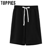 toppies summer two piece set women tracksuits solid color sweatshirts bermuda shorts elastic waist