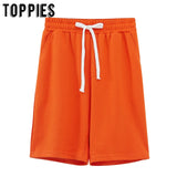 toppies summer two piece set women tracksuits solid color sweatshirts bermuda shorts elastic waist
